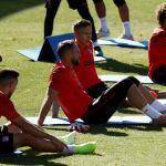 El Atlético, durante un entrenamiento en Majadahonda