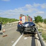 Accidente de tráfico en la N-122, en Quintanilla de Onésimo (Valladolid), en el que tres personas resultaron heridas