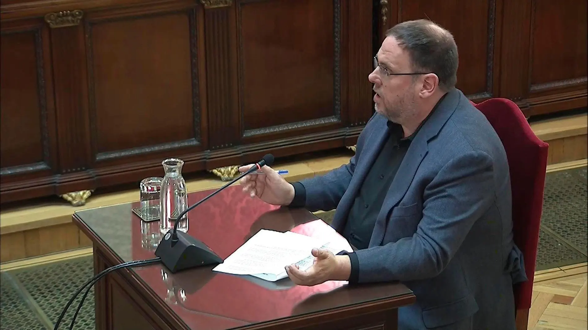 Oriol Junqueras durante el juicio del "procés". EFE/Tribunal Supremo