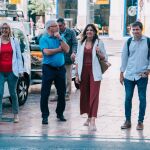 Joan Ribó y Sandra Gómez, el pasado día 7 de junio a su llegada al Rialto en la primera de las reuniones que se han mantenido para conformar el gobierno del Ayuntamiento de Valencia