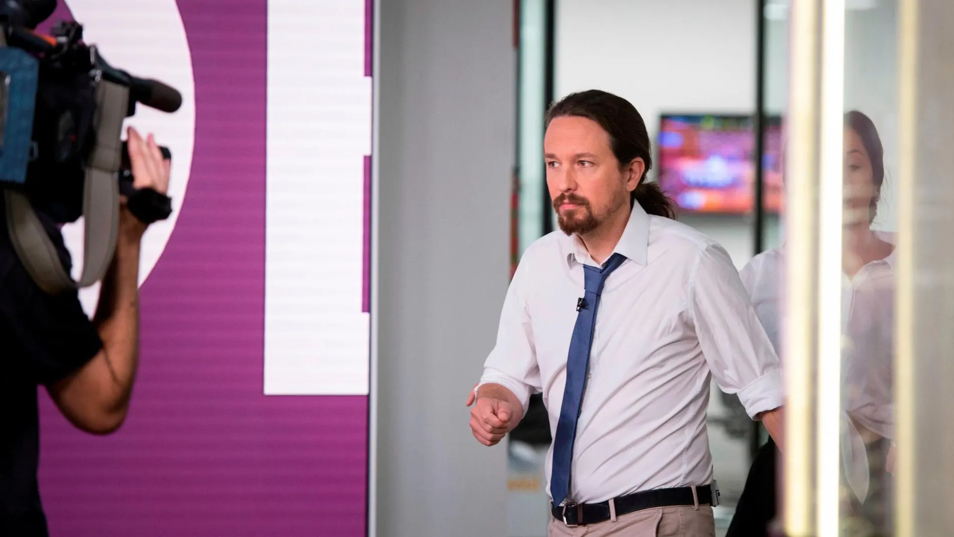 Pablo Iglesias, líder de Podemos, momentos antes de una entrevista con Antena 3
