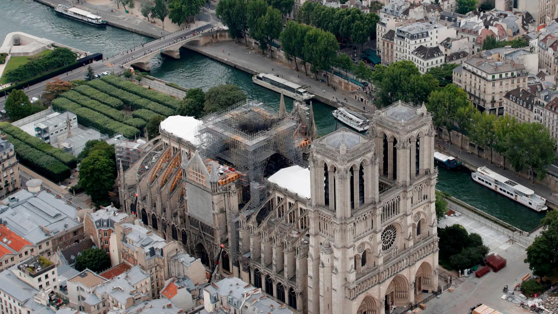 La catedral de Notre Dame en pleno proceso de reconstrucción