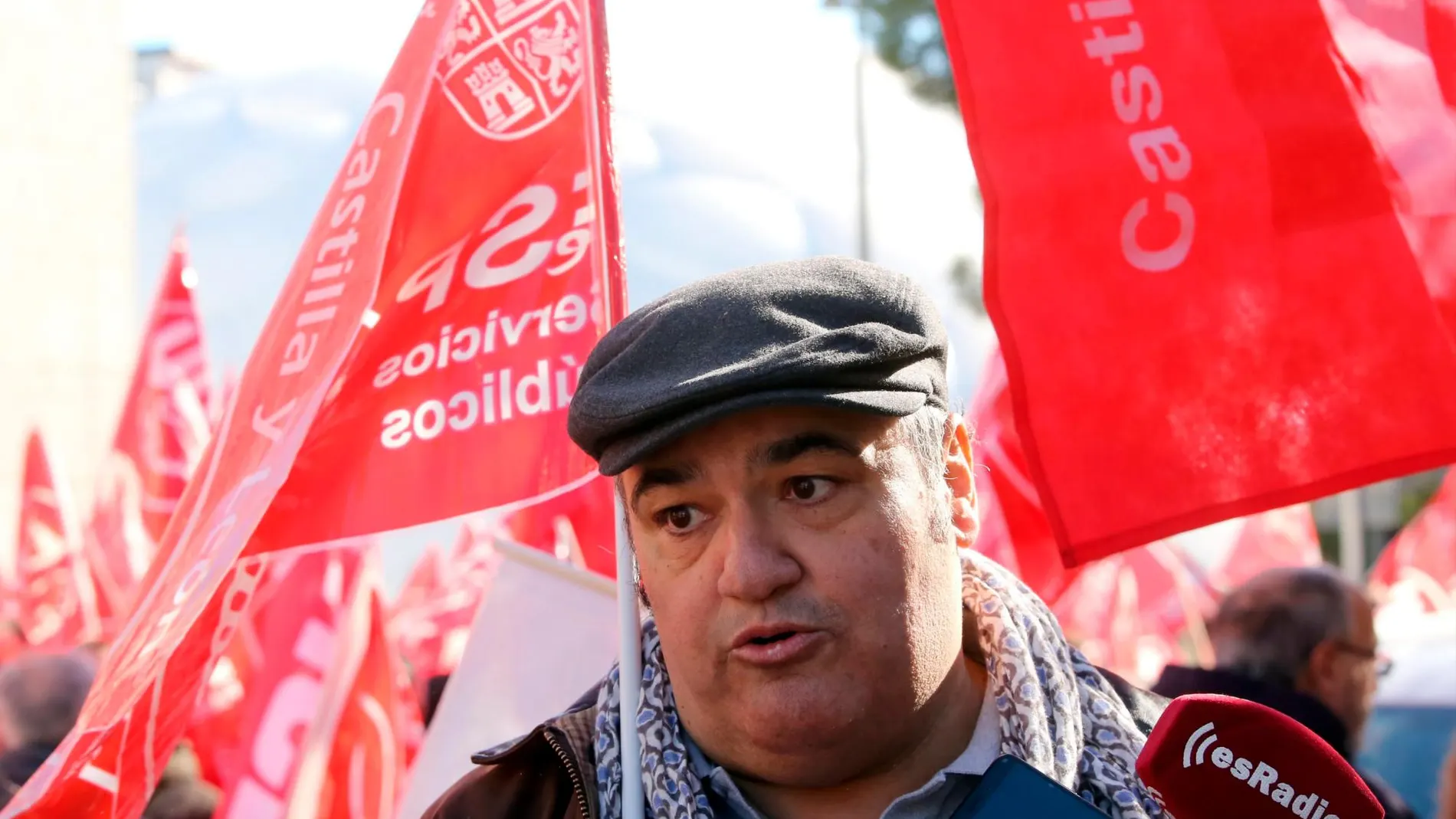 Tomás Pérez, secretario regional de FeSP-UGT, en una manifestación en defensa de los derechos de los empleados públicos