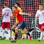 Ceballos celebra el cuarto gol de España