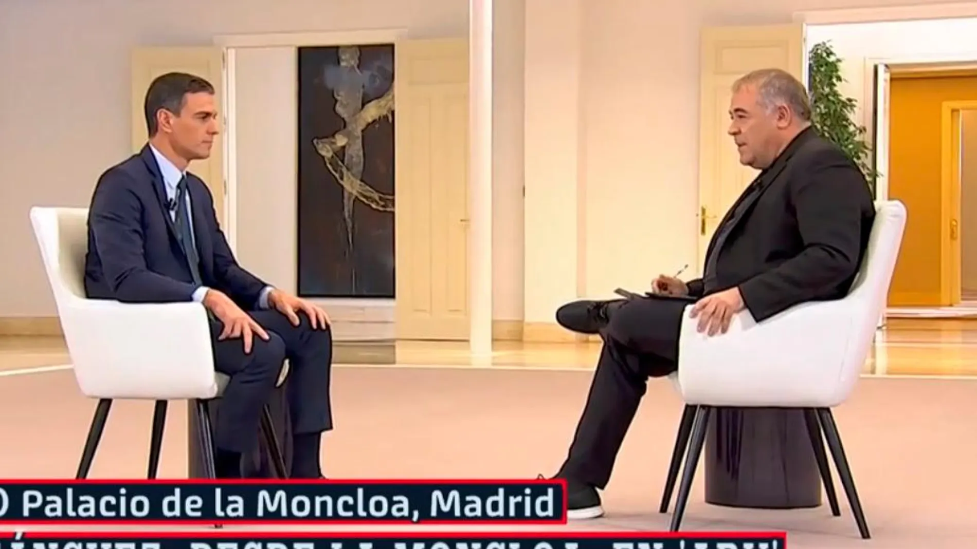 Entrevista de Antonio Ferreras a Pedro Sánchez en el Palacio de la Moncloa