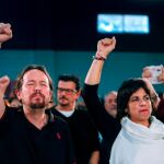 Pablo Iglesias y Teresa Rodríguez, en un acto electoral el pasado octubre en Jerez de la Frontera