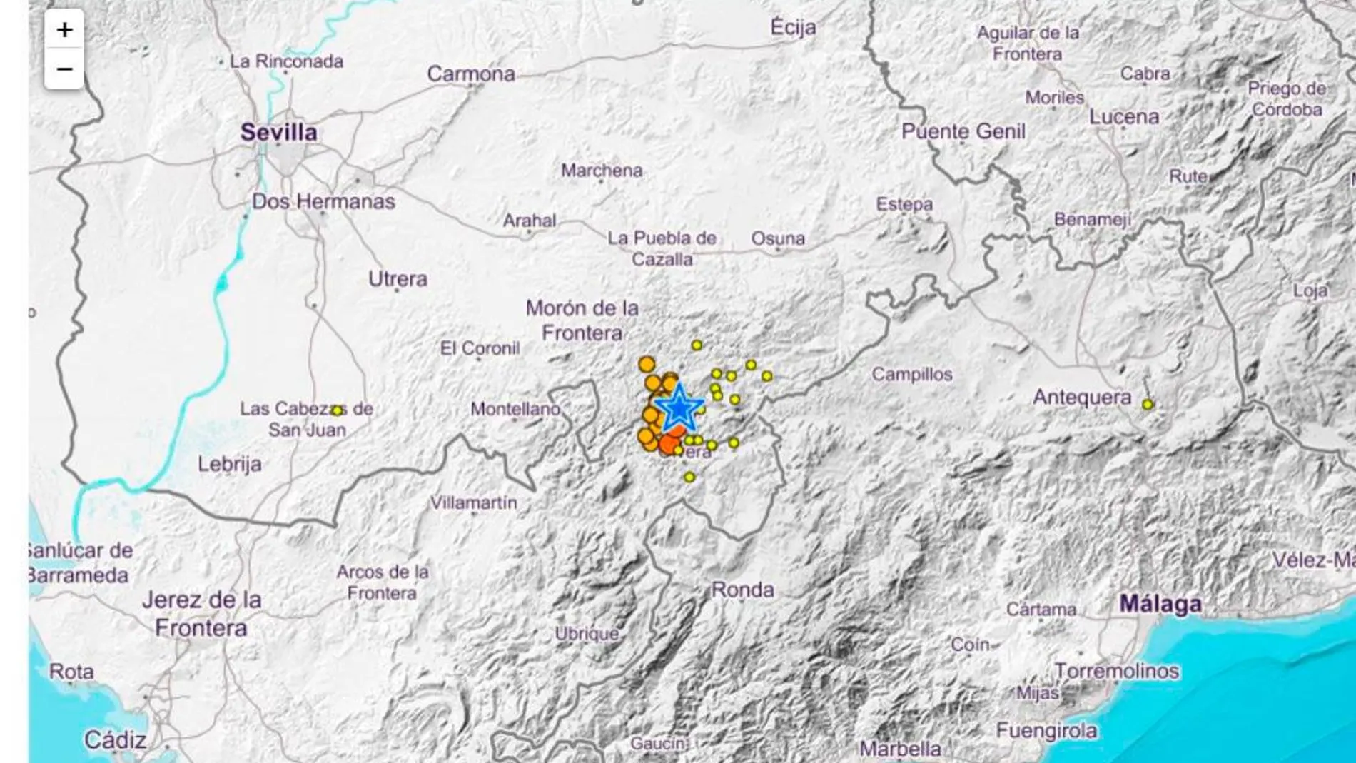 Último terremoto registrado en Sevilla con epicentro en Pruna