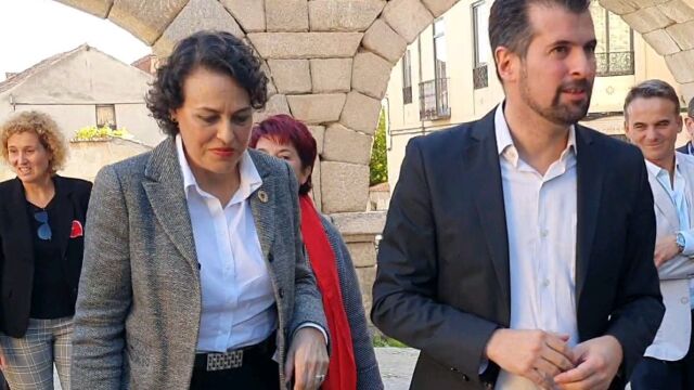 Tudanca y Valerio, en Segovia, antes de reunirse con UGT y CCOO
