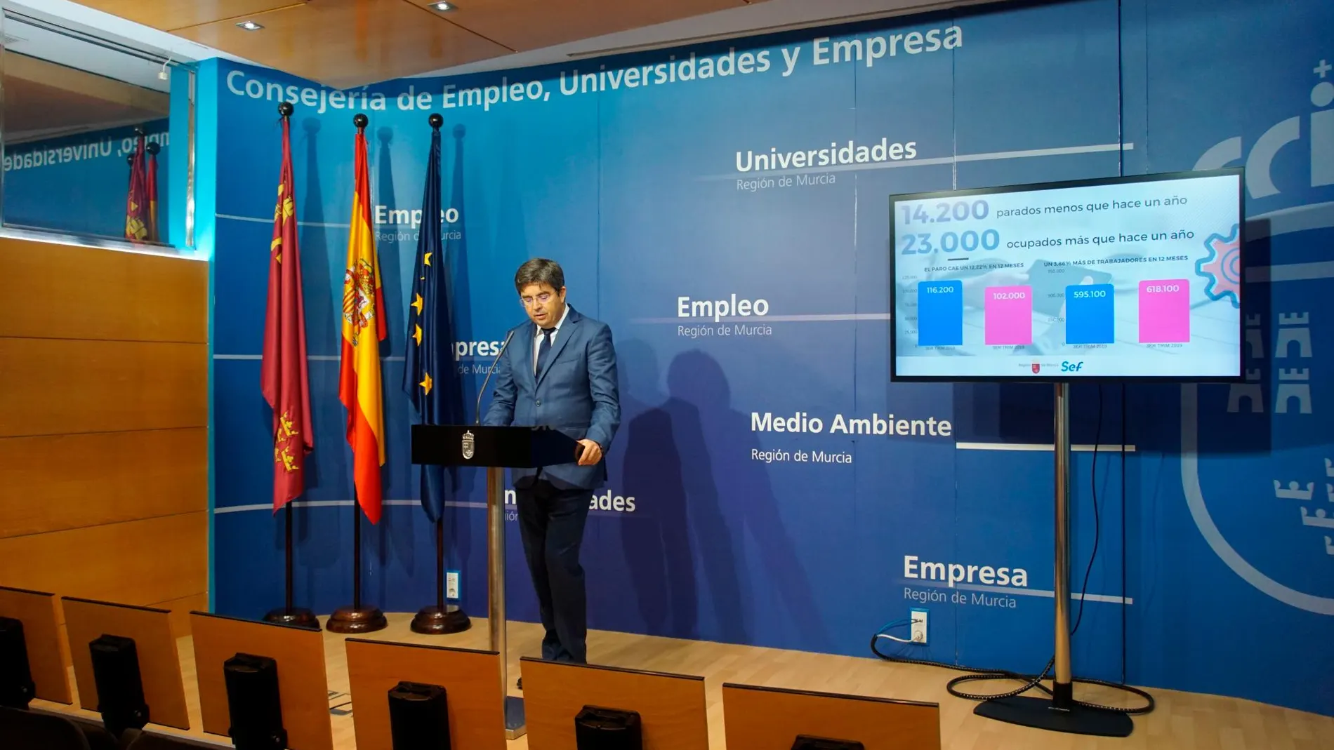 El director general del SEF, Aurelio Morales, valoró hoy los datos de empleo de la Región reflejados en la Encuesta de Población Activa (EPA) del tercer trimestre del año