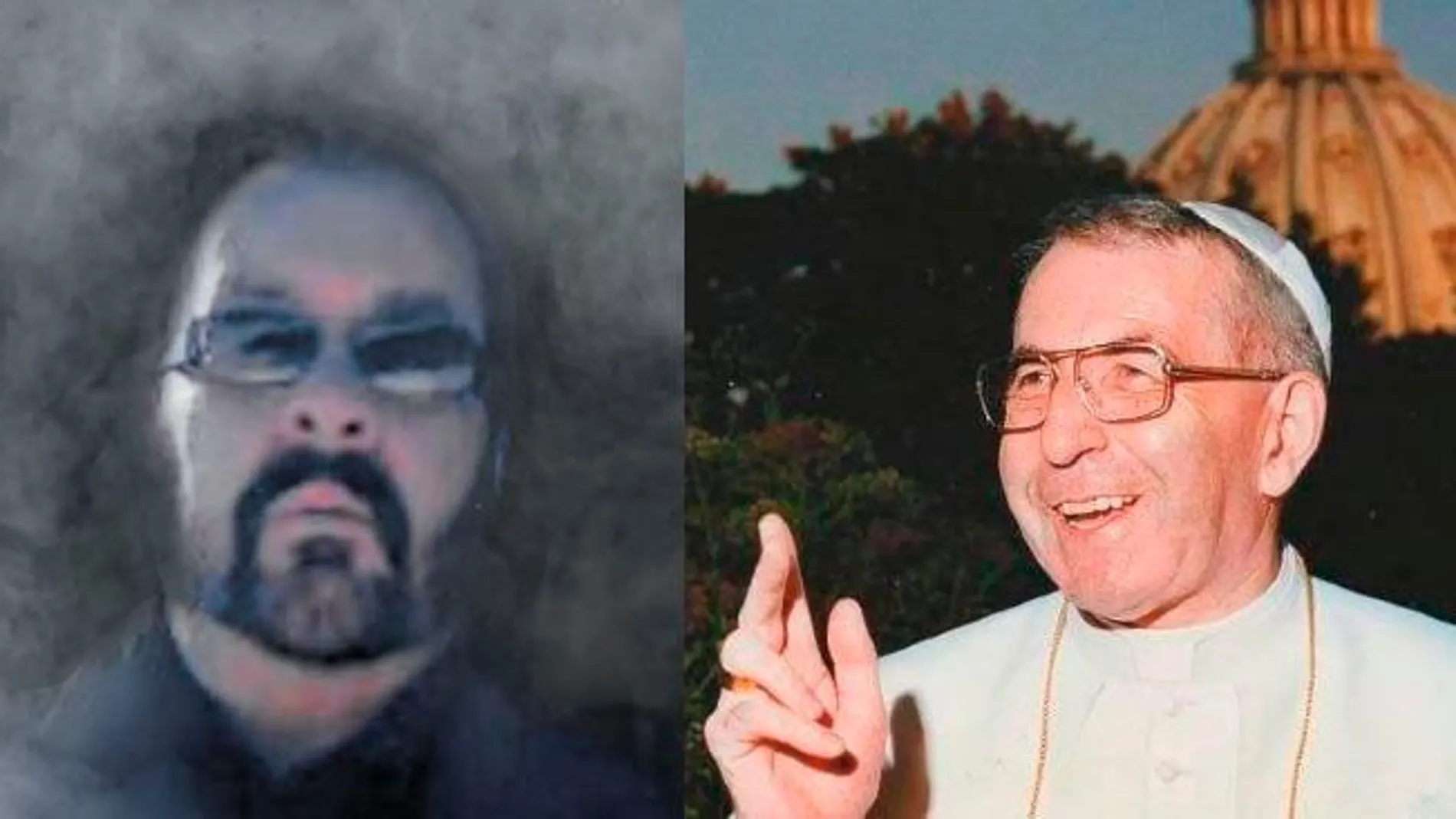 Anthony Raimondi, en la portada de su libro, y Juan Pablo I en el Vaticano en 1978