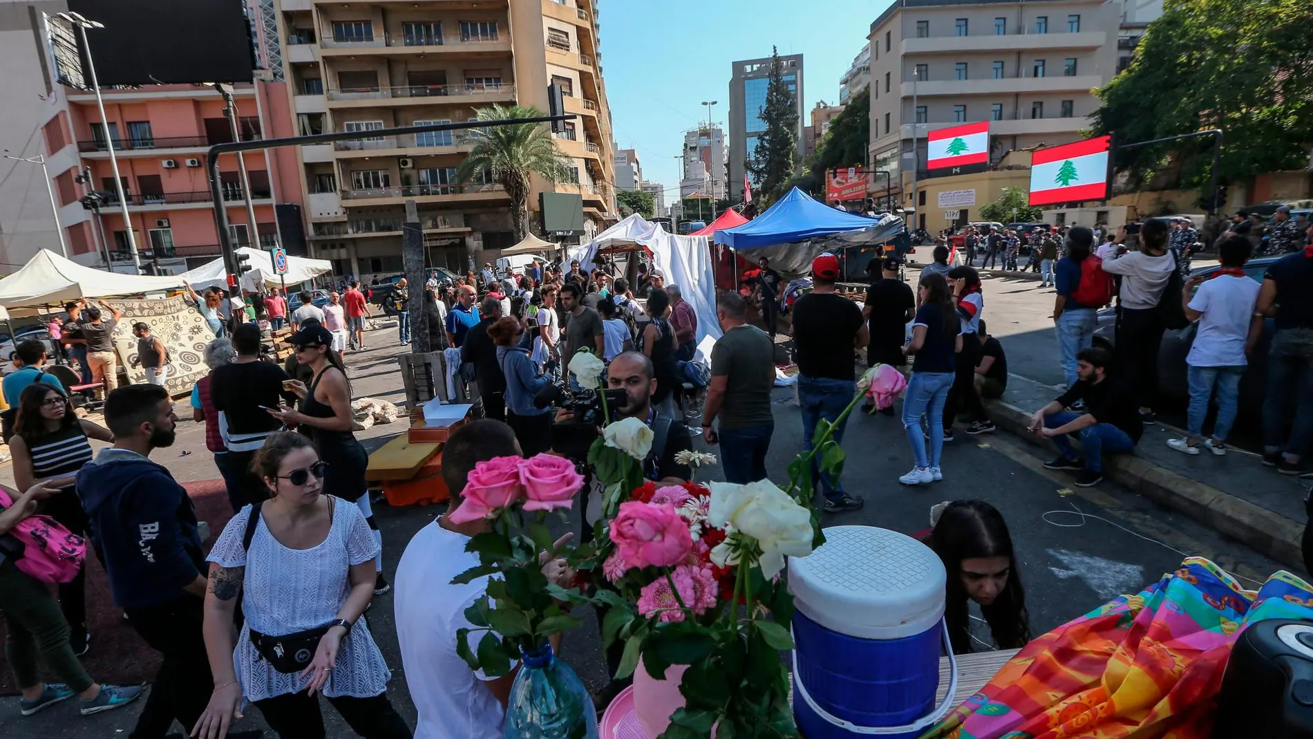 Protestan antigubernamentales hoy en Beirut, la capital de Líbano