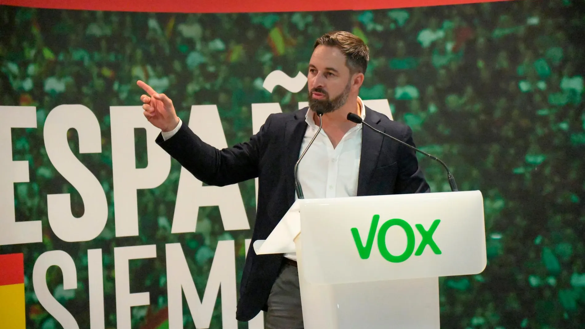 El líder de Vox, Santiago Abascal, en un acto de su partido hoy en Ceuta / Ep