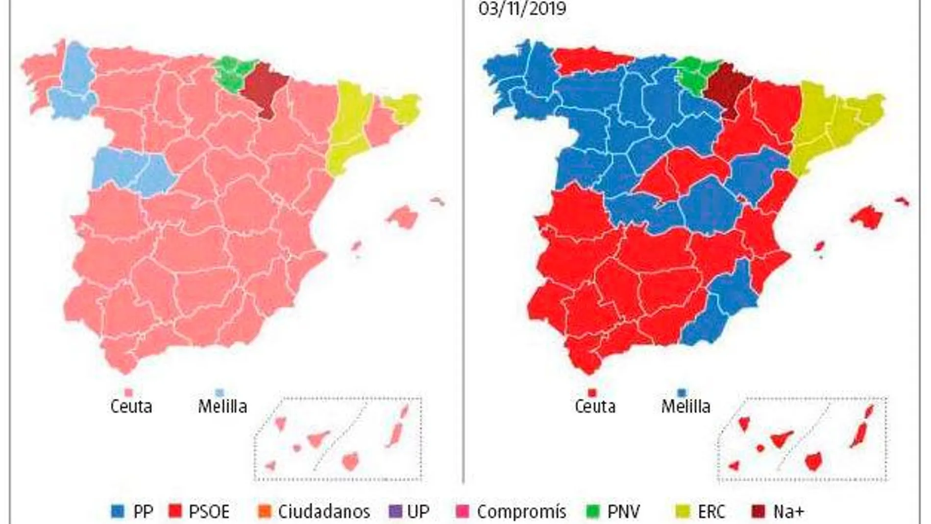 El PP pinta media España de azul