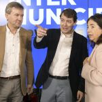 El presidente del PP de Castilla y León, Alfonso Fernández Mañueco, clausura la Convención Intermunicipal del PP de Burgos, acompañado por los candidatos al Congreso y Senado, Sandra Moneo, y Javier Lacalle, respectivamente
