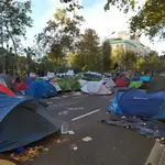Un centenar de tiendas de campaña siguen en la acampada de plaza Universitat el sábado 9 de noviembre, coincidiendo con la jornada de reflexión.EUROPA PRESS09/11/2019