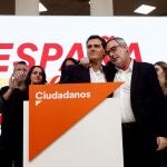 Albert Rivera y José Manuel Villegas durante la valoración electoral del partido. EFE/Mariscal