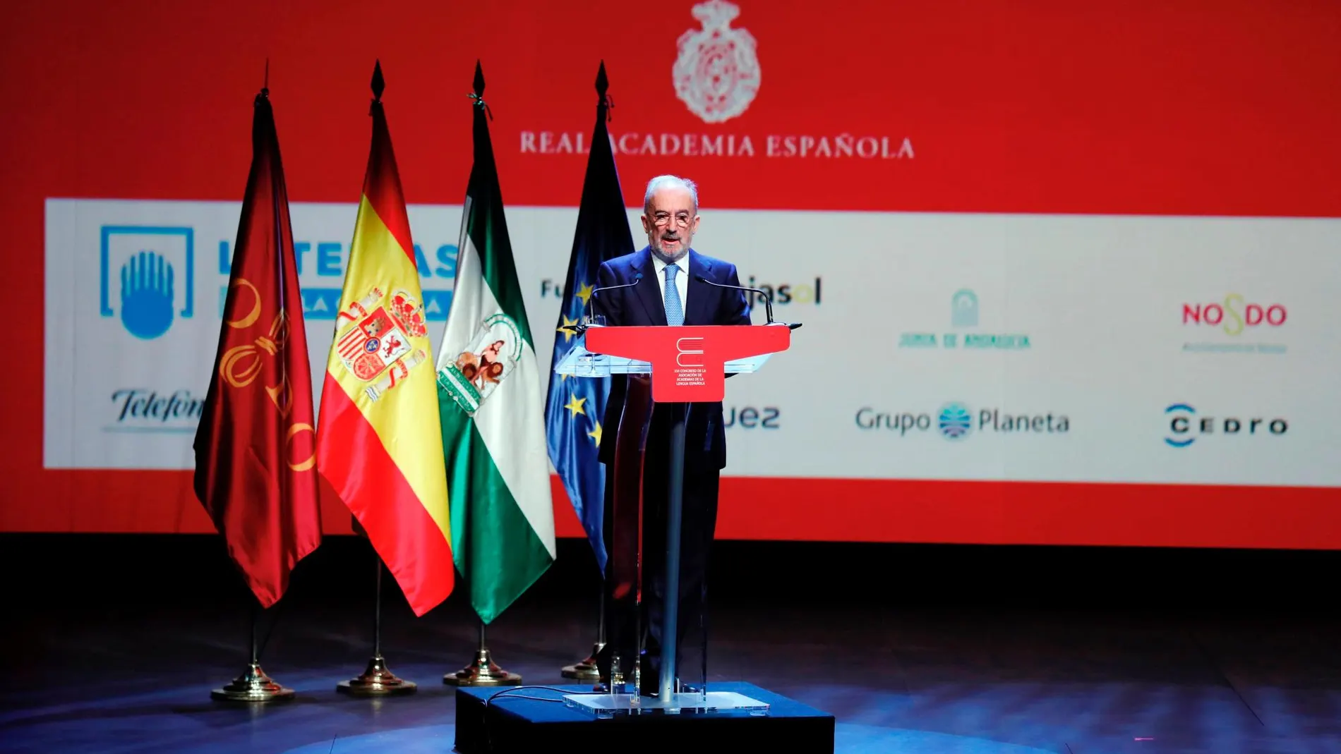 El director de la Real Academia Española (RAE), Santiago Muñoz Machado, durante su intervención / Efe