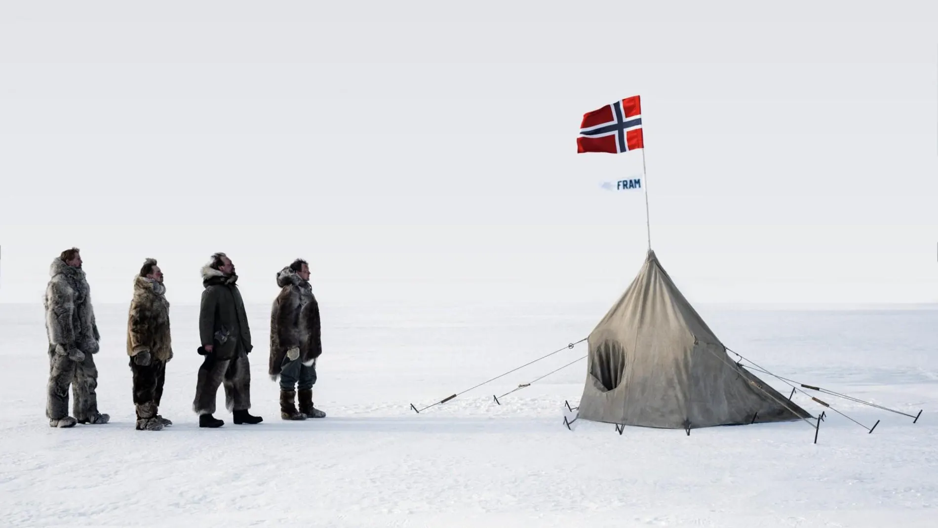 Escena en que Amundsen y su equipo llegan al Polo Sur