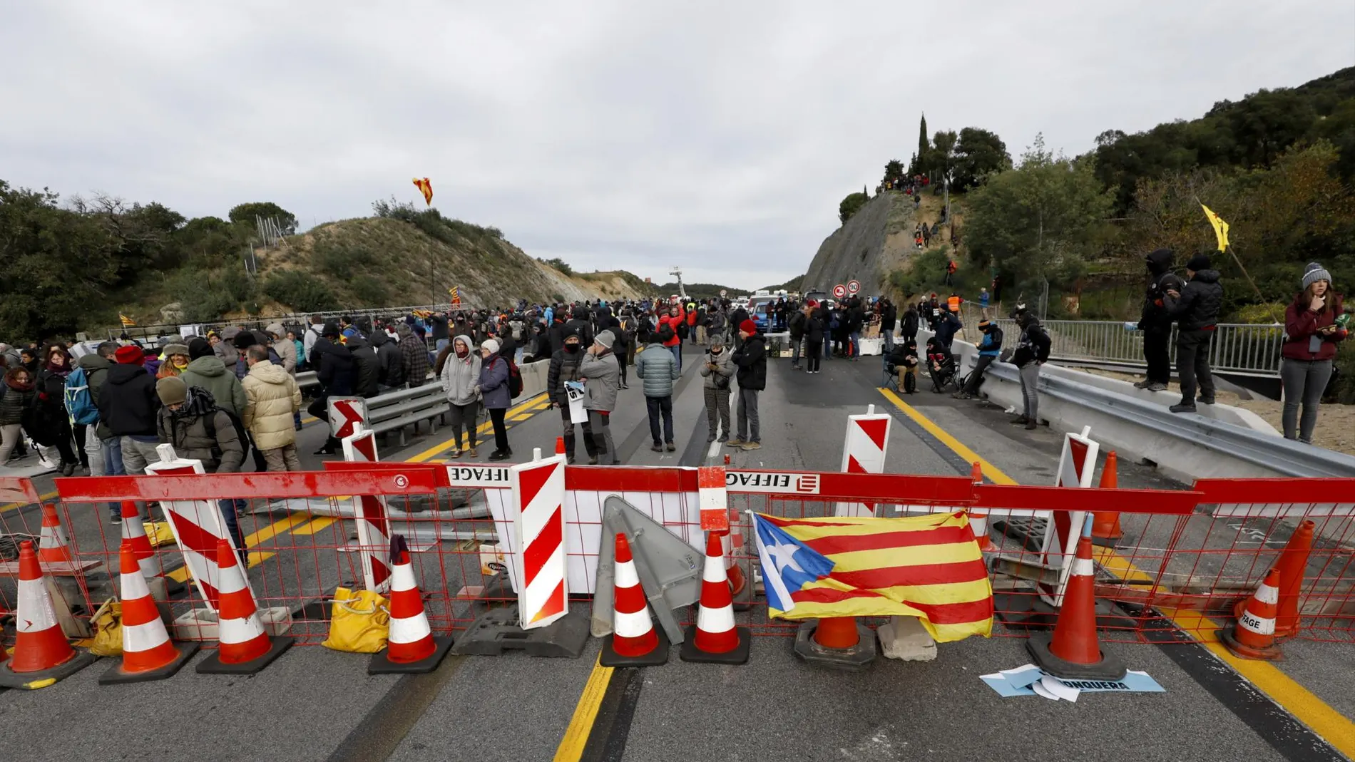 La AP-7, bloqueada por grupos de independentistas el pasado lunes