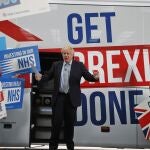 El primer ministro, Boris Johnson, durante un acto de campaña en Middleton, Manchester, Inglaterra