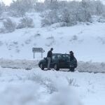 Nieve en el puerto del Manzanal en León