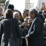 El presidente de la Generalitat, Quim Torra, acompañado de su mujer, a su salida del Tribunal Superior de Justicia de Cataluña
