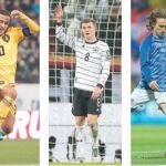Hazard, Kroos y Modric con sus respectivas selecciones
