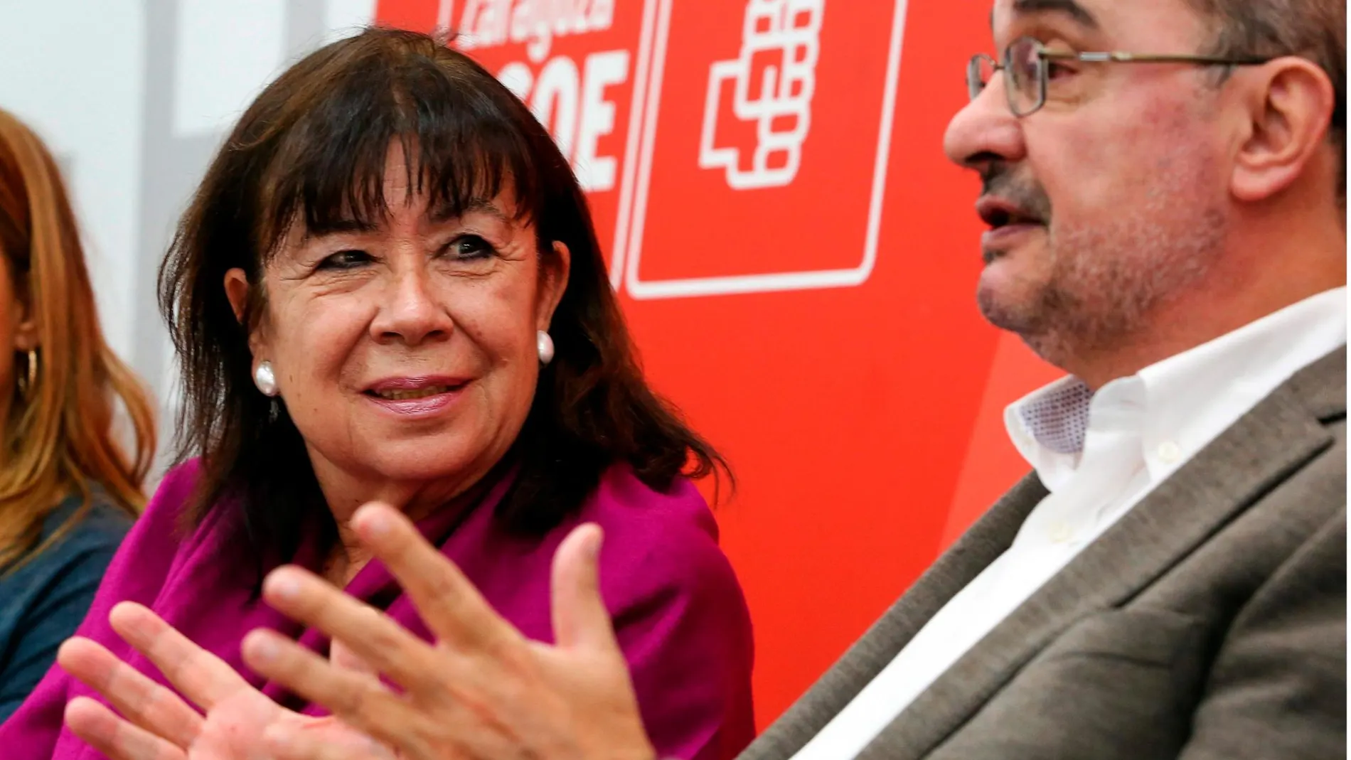 La presidenta del PSOE, Cristina Narbona y presidente de la Comunidad, Javier Lambán / Foto: Efe
