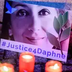 Un cartel donde se pide &quot;Justicia para Daphne&quot;, la periodista asesinada hace dos años por investigar la corrupción en Malta