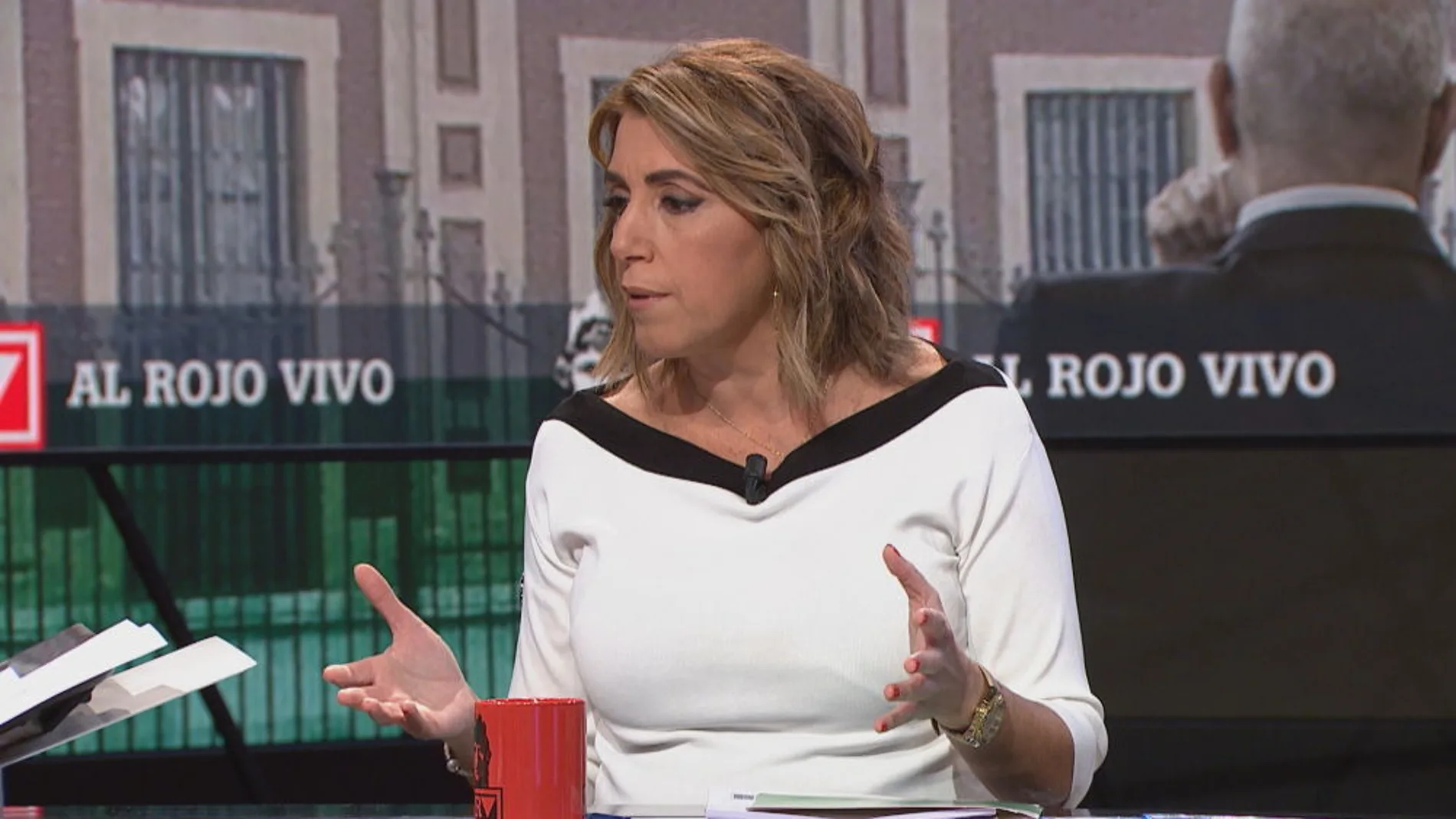 Susana Díaz durante la entrevista en Al Rojo Vivo de La Sexta