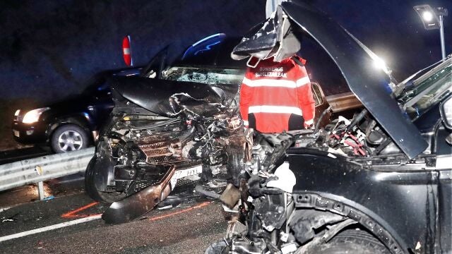 Estado en el que han quedado los dos vehículos implicados en el accidente en localidad navarra de Ostiz