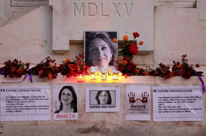 Imagen del memorial en La Valeta de Daphne Caruana Galizia, la periodista asesinada en 2017