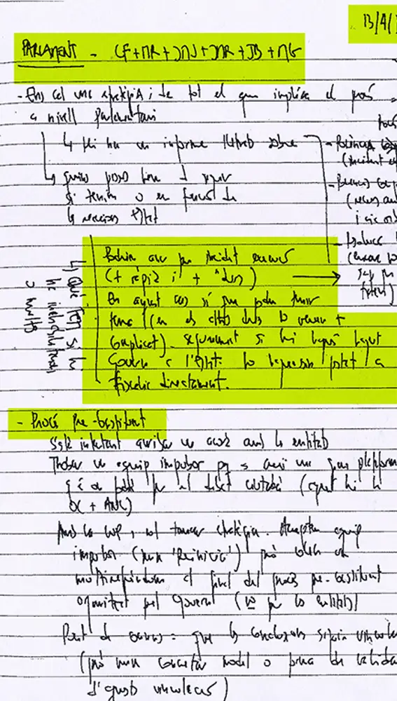 Anotaciones en el cuaderno de Jové