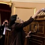 La candidata socialista a presidir la cámara alta Pilar Llop, durante la votación en el hemiciclo del Senado este martes, en el comienzo de la XIV Legislatura con la constitución de la Cámara.- EFE/ Paco Campos