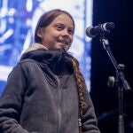 La activista sueca Greta Thunberg interviene en la Marcha por el Clima de Madrid