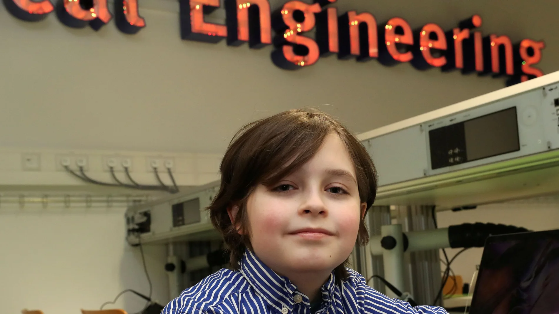 FILE PHOTO: Nine-year-old Belgian student Laurent Simons at the University of Technology in Eindhoven