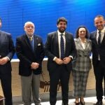 El presidente López Miras junto a los últimos presidentes de la Autoridad Portuaria