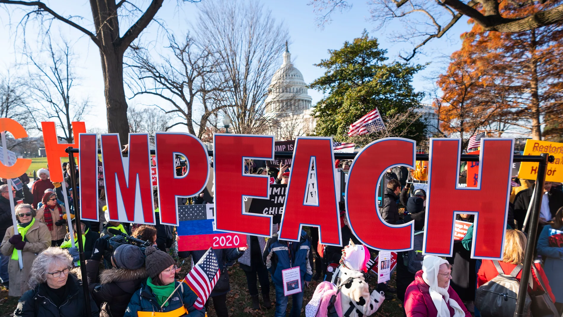 Supporters of impeachment gather outside US Capitol in Washington, DC