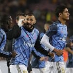 Los jugadores del Real Madrid en el calentamiento