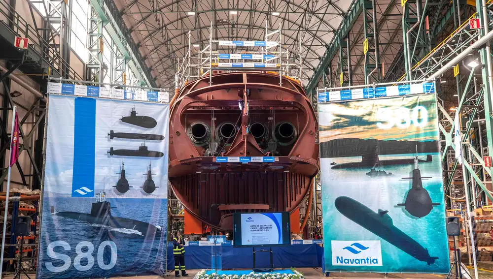 El submarino de la Serie S-80 en los astilleros de la empresa Navantia en Cartagena