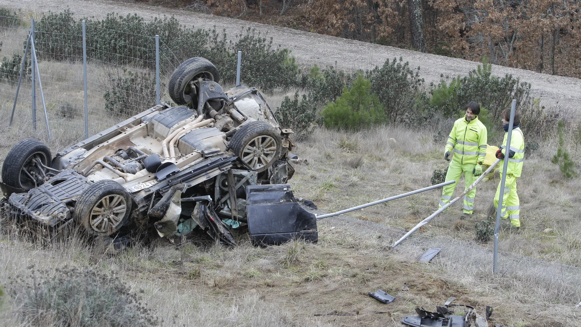 Imagen del último accidente en la provincia de Soria, en el que ha fallecido el actor y cantante Patxi Andión