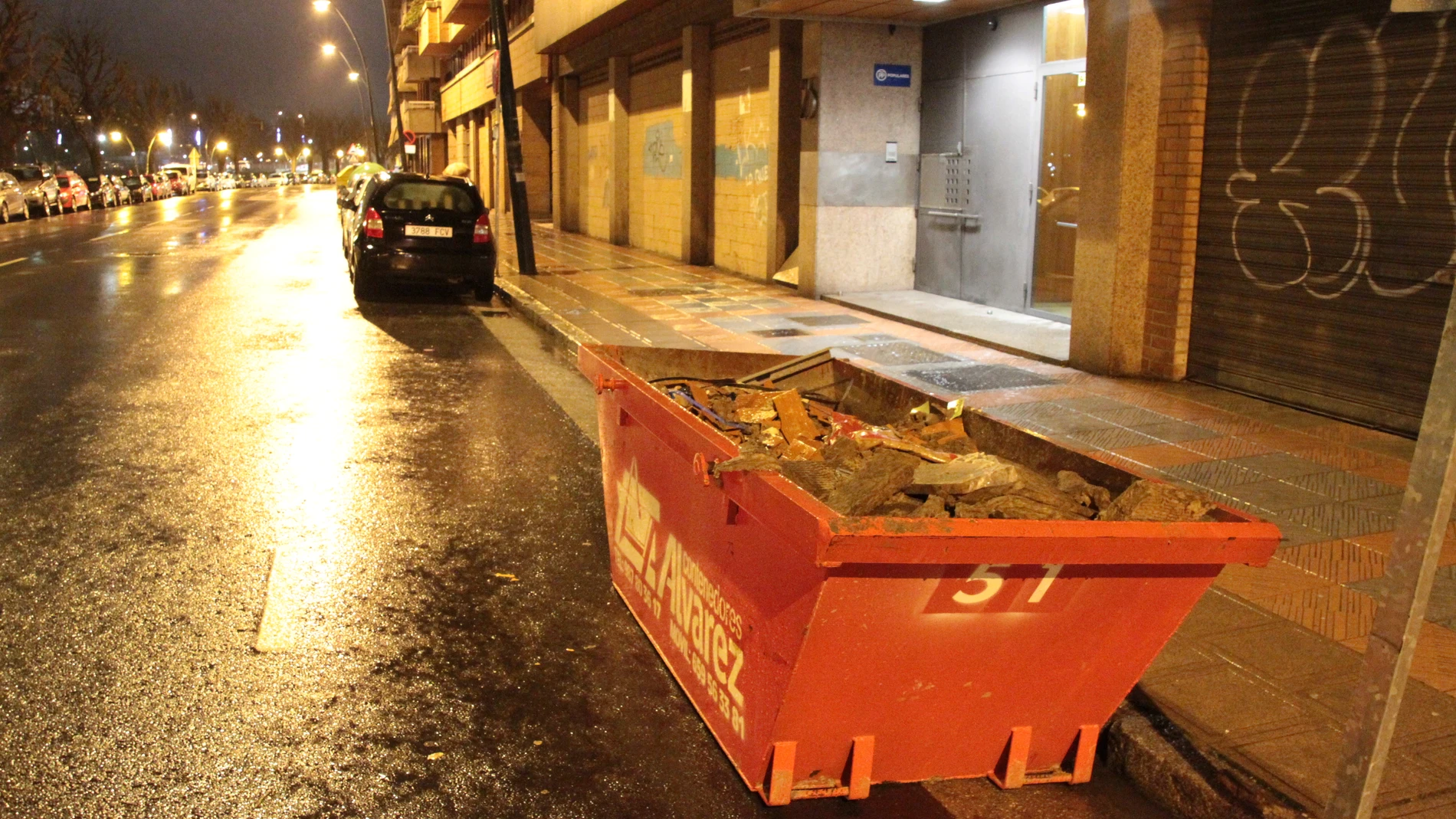 Contenedor donde se depositaron los restos