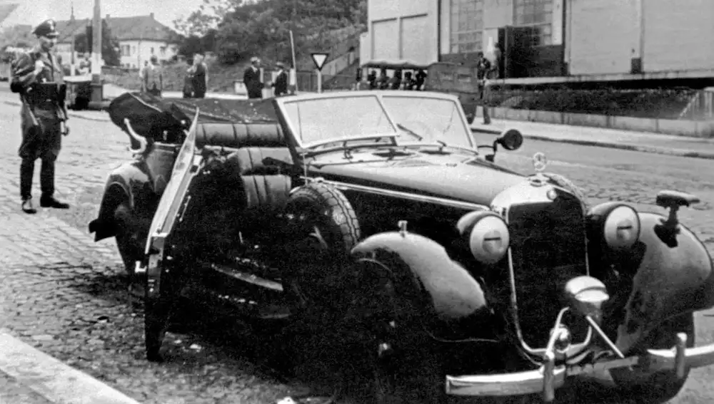 Así quedó el coche de Reinahrd Heydrich