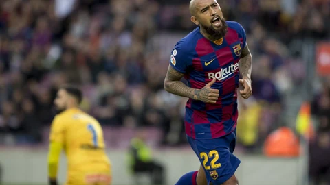 Arturo Vidal celebra su gol de la pasada jornada ante el Alavés