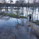Río Adaja desbordado a su paso por la ciudad de Ávila.Foto: Ricardo Muñoz