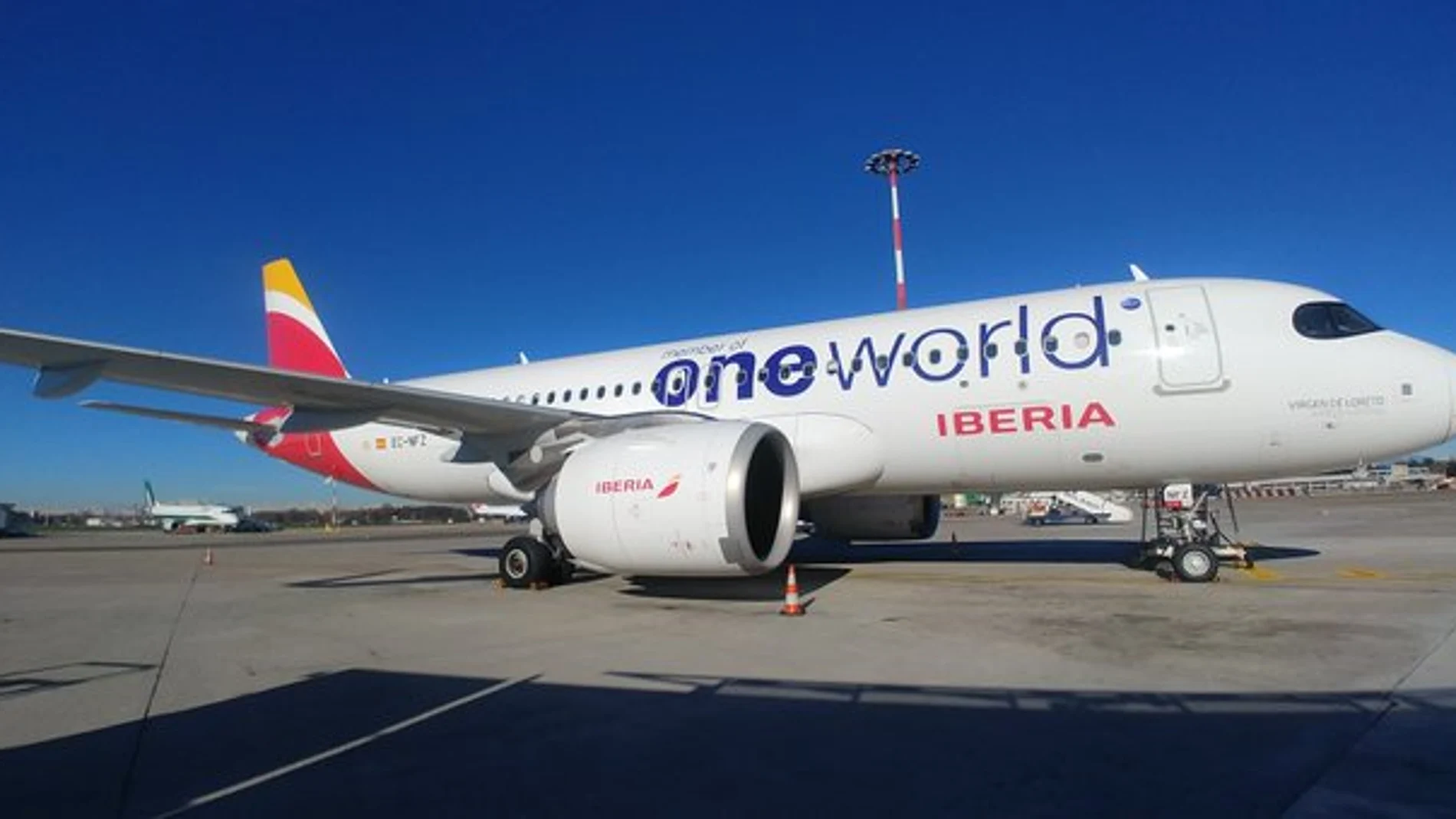 Imagen del avión tras aterrizar en Milán