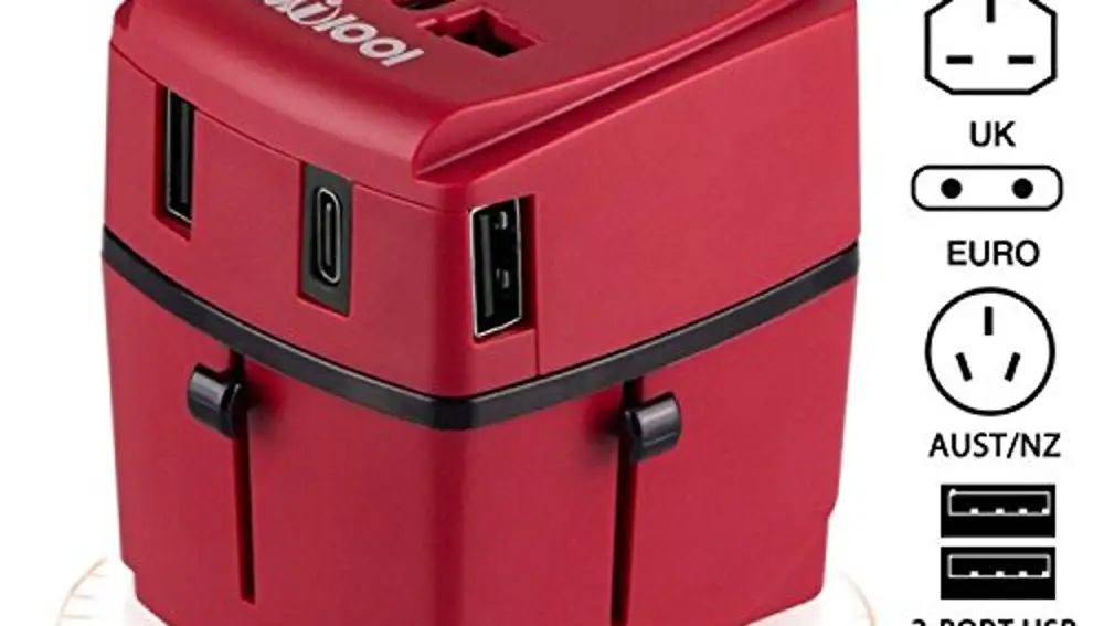 Adaptador de viaje, Milool Cargador 3 Puertos USB