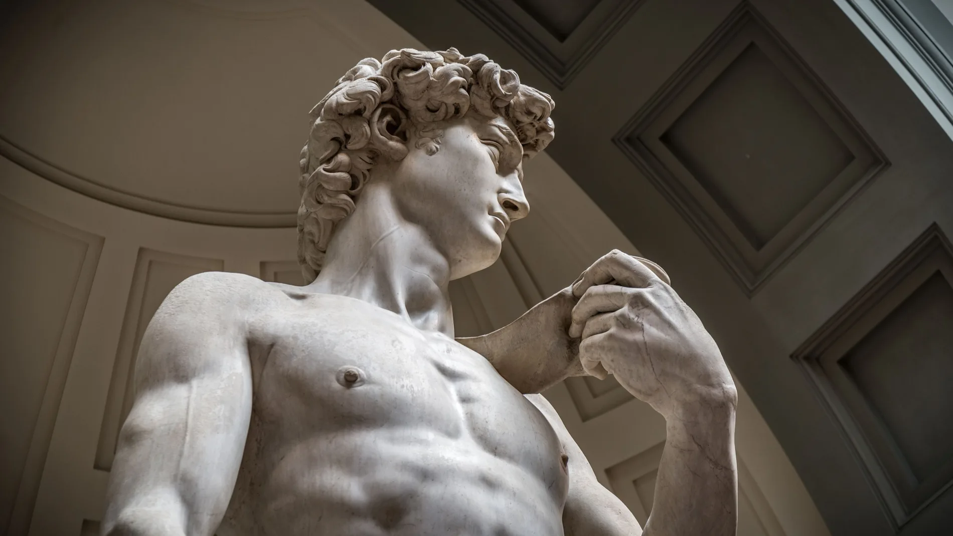 Detalle del «David» de Miguel Ángel, donde puede apreciarse la vena yugular que el artista talló en su escultura
