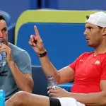 Nadal y Bautista, en un entrenamiento antes de disputar la Copa ATP