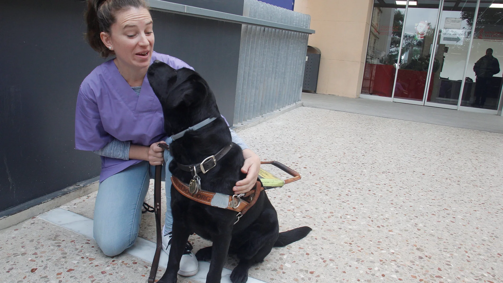 Acompañar pacientes, el mejor regalo de una joven ciega y su perra lazarillo